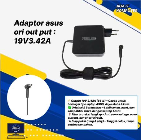 Adaptor asus ori out put : 19V3.42A DC PORT 5.5×2.5