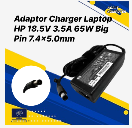 Adaptor Charger Laptop HP 18.5V 3.5A 65W Big Pin 7.4x5.0mm