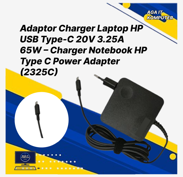 Adaptor Charger Laptop HP USB Type-C 20V 3.25A 65W – Charger Notebook HP Type C Power Adapter (2325C)