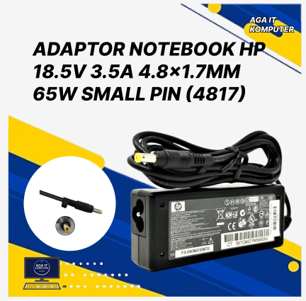 ADAPTOR NOTEBOOK HP 18.5V 3.5A 4.8x1.7MM 65W SMALL PIN (4817)