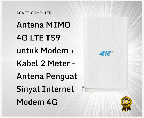 Antena MIMO 4G LTE TS9 untuk Modem + Kabel 2 Meter – Antena Penguat Sinyal Internet Modem 4G