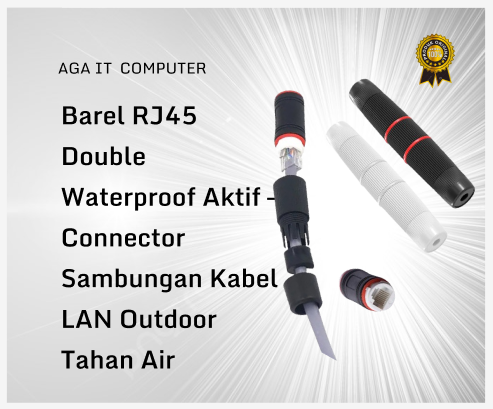 Barel RJ45 Double Waterproof Aktif – Connector Sambungan Kabel LAN Outdoor Tahan Air
