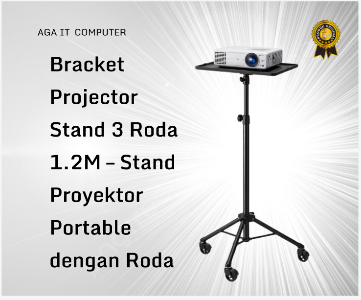 Bracket Projector Stand 3 Roda 1.2M – Stand Proyektor Portable dengan Roda