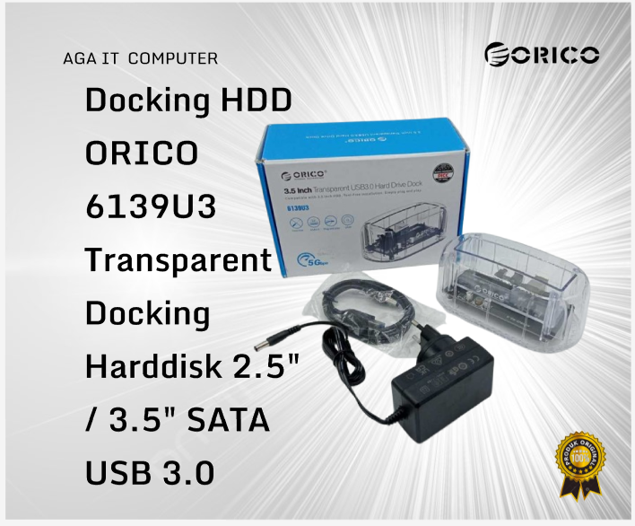 Docking HDD ORICO 6139U3 Transparent – Docking Harddisk 2.5" / 3.5" SATA USB 3.0