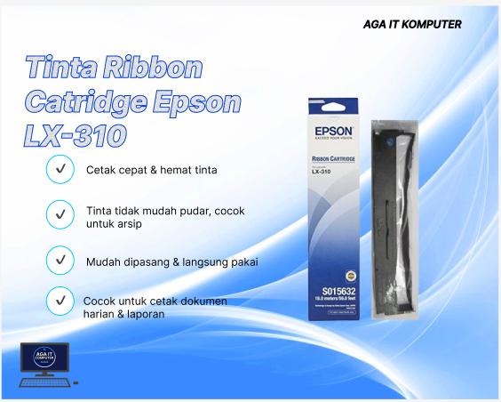 Epson Tinta Ribbon Catridge LX-310 S015290/S015633 Cetak Tajam Awet untuk Printer Epson LX310