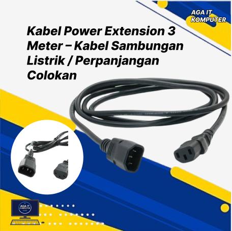 Kabel Power Extension 3 Meter – Kabel Sambungan Listrik / Perpanjangan Colokan Kipas