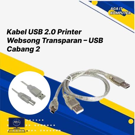 Kabel USB 2.0 Printer Websong Transparan – USB Cabang 2