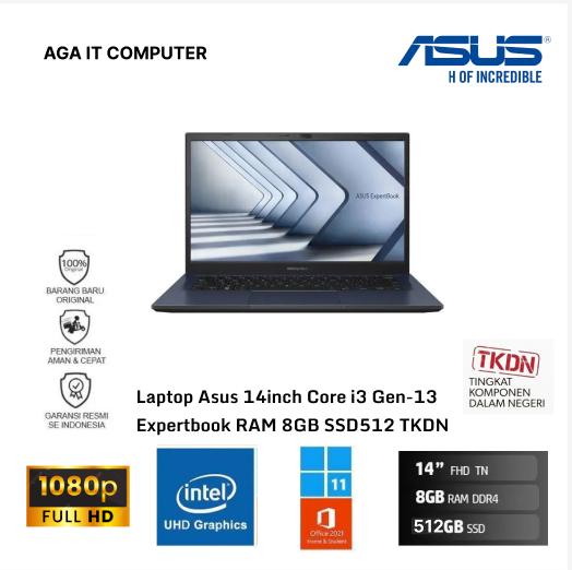 Laptop Asus 14inch Core i3 Gen-13 Expertbook RAM 8GB SSD512 TKDN