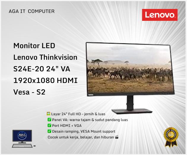 Monitor LED Lenovo Thinkvision S24E-20 24" VA 1920x1080 HDMI Vesa - S2