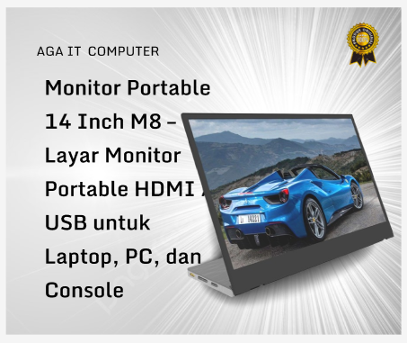 Monitor Portable 14 Inch M8 – Layar Monitor Portable HDMI / USB untuk Laptop, PC, dan Console