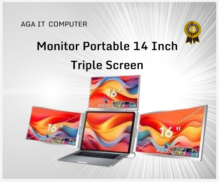 Monitor Portable 14 Inch Triple Screen – Layar Tambahan Laptop 3 Monitor HDMI / USB