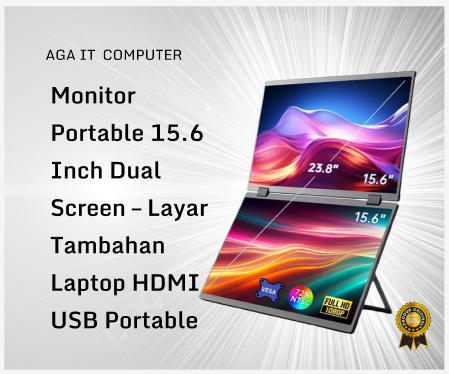 Monitor Portable 15.6 Inch Dual Screen – Layar Tambahan Laptop HDMI / USB Portable