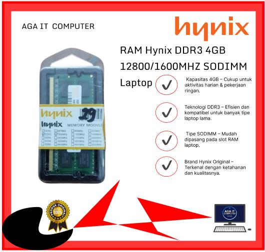 RAM Hynix DDR3 4GB 12800/1600MHZ SODIMM Laptop