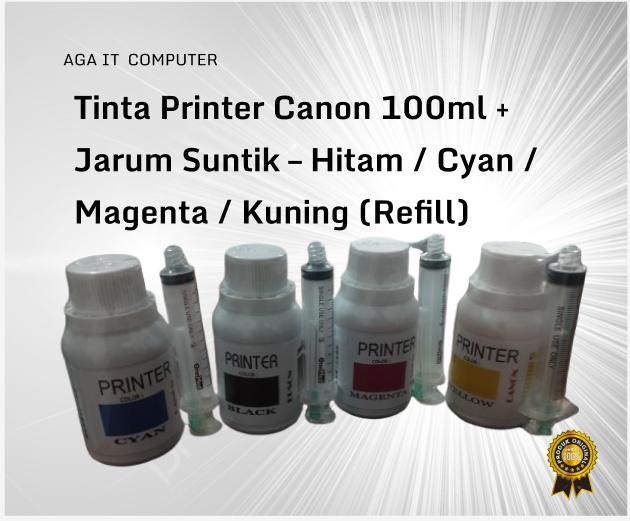 Tinta Printer Canon 100ml + Jarum Suntik – Hitam  (Refill)