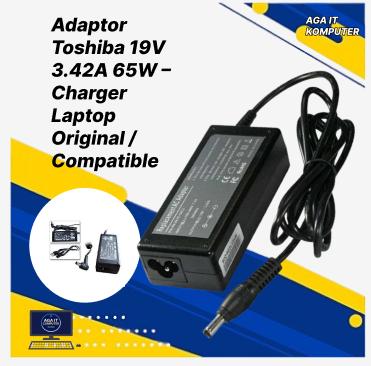 Toshiba Adaptor 19V 3.42A 65W Charger Laptop Original & Kompatibel dengan Berbagai Tipe Toshiba Colokan Bulat Standard