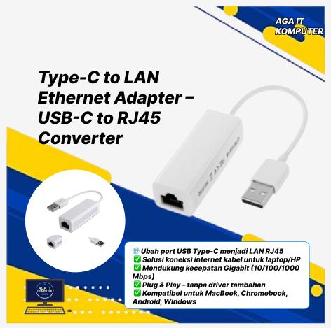Type-C to LAN Ethernet Adapter – USB-C to RJ45 Converter Kabel Laptop