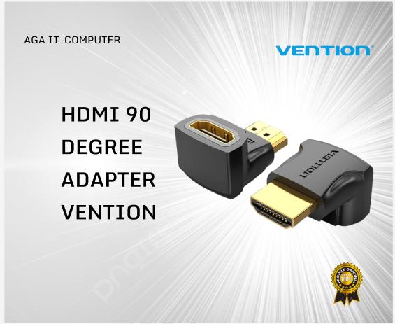 Vention Double Adapter HDMI 90° VENTION - Konverter HDMI Sudut 90 Derajat untuk Koneksi Mudah dan Fleksibel