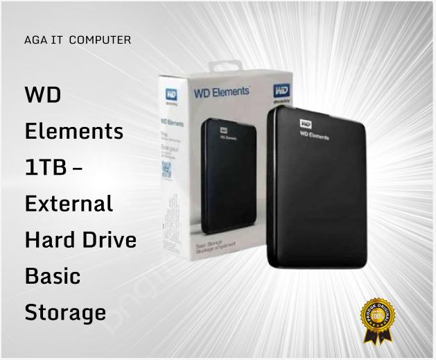 WD Elements 1TB - Hard Disk Eksternal USB 3.0 Kapasitas 1 Terabyte untuk Backup Dokumen Foto Video dan File Kerja Praktis Plug-and-play Hdd